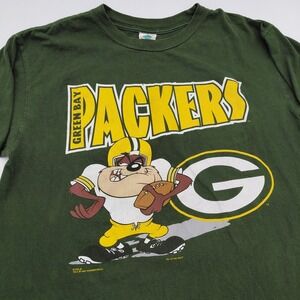 Vtg 90s Green Bay Packers TAZ Looney Tunes NFL Football T-Shirt  XL Champ Tag